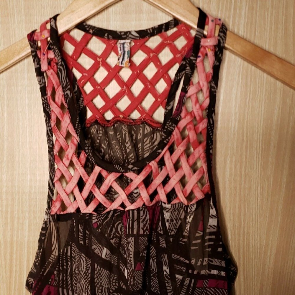 Free People Women's Semi Sheer Razorback Tank Top. - Picture 3 of 6